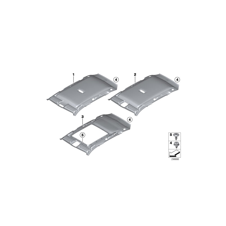 Genuine BMW 51447323059 Molded Roof Lining F Panoramic Roof EVERESTGRAU (Inc. 330dX, 330iX & 328iX) | ML Performance EU