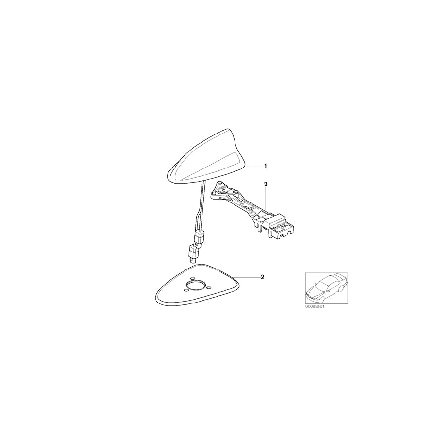 Genuine BMW 84506916133 E46 Telephone Antenna Multi-Band, Primed (Inc. 316ti, 325ti & 318td) | ML Performance EU Car Parts