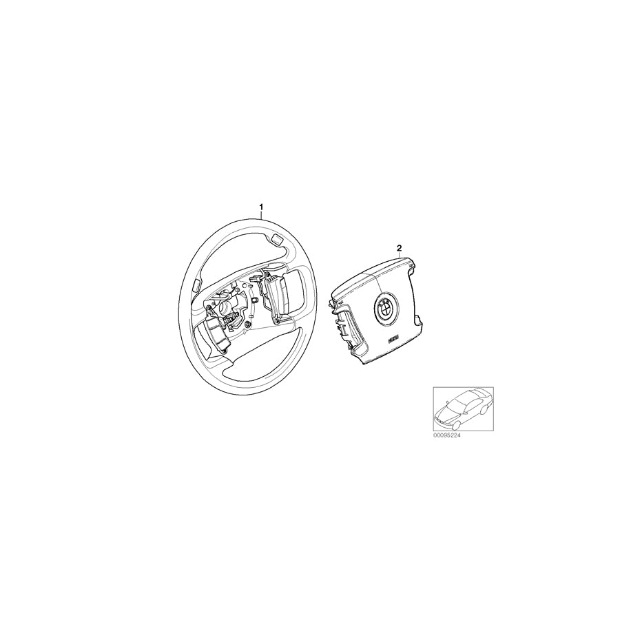 Genuine BMW 32346761759 E66 E67 E65 Leather Steering Wheel GRAU (Inc. 740d, 730i & 745Li) | ML Performance EU Car Parts