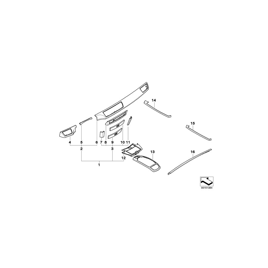 Genuine BMW 51457148975 E66 E67 E65 Wood Panel, Radio NUßB./INTARSIEN (Inc. 760i, 760LiS & 760Li) | ML Performance EU Car Parts