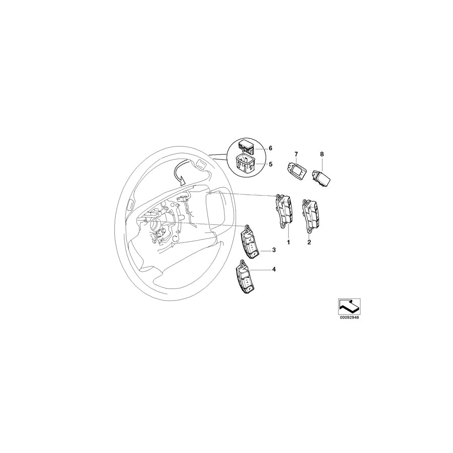 Genuine BMW 61316911585 E65 E66 E67 Mfl Switch, Left (Inc. 740i, 735Li & 740Li) | ML Performance EU