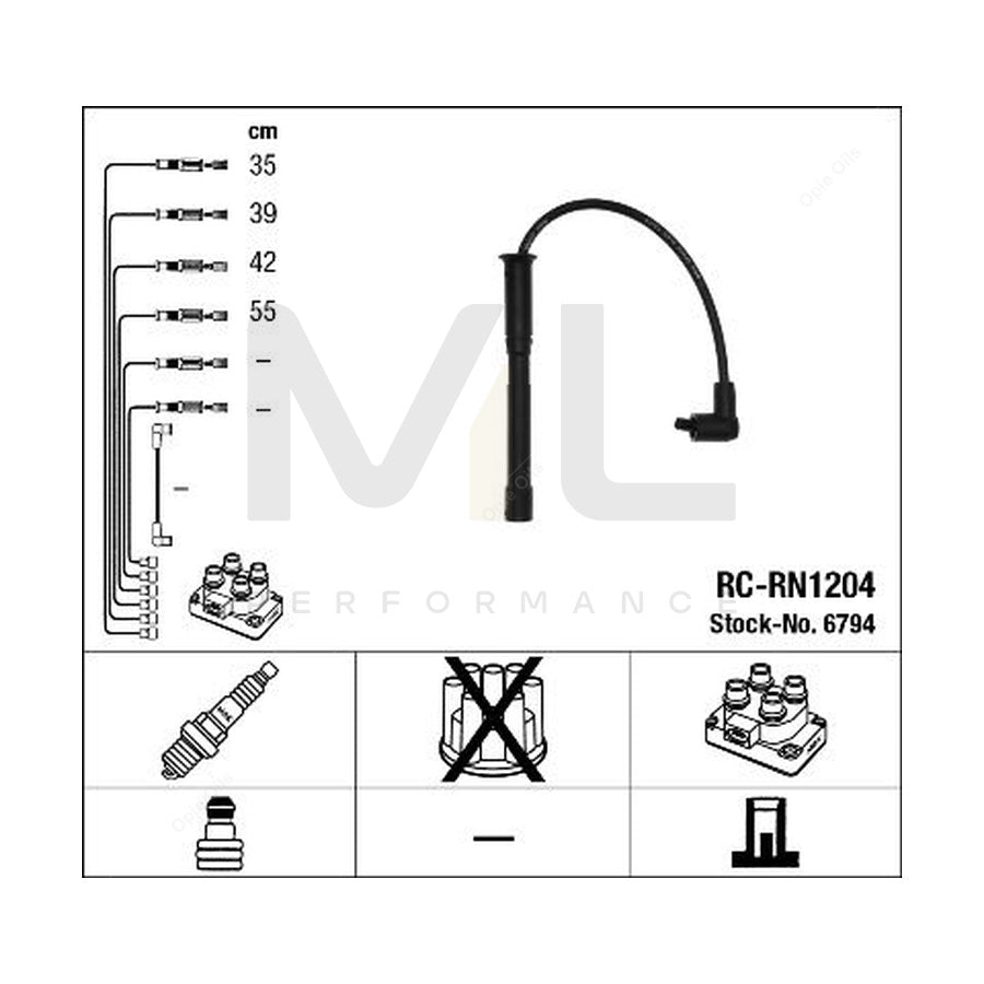NGK Ignition Cable Kit RC-RN1204 (NGK6794) | ML Car Parts UK | ML Performance