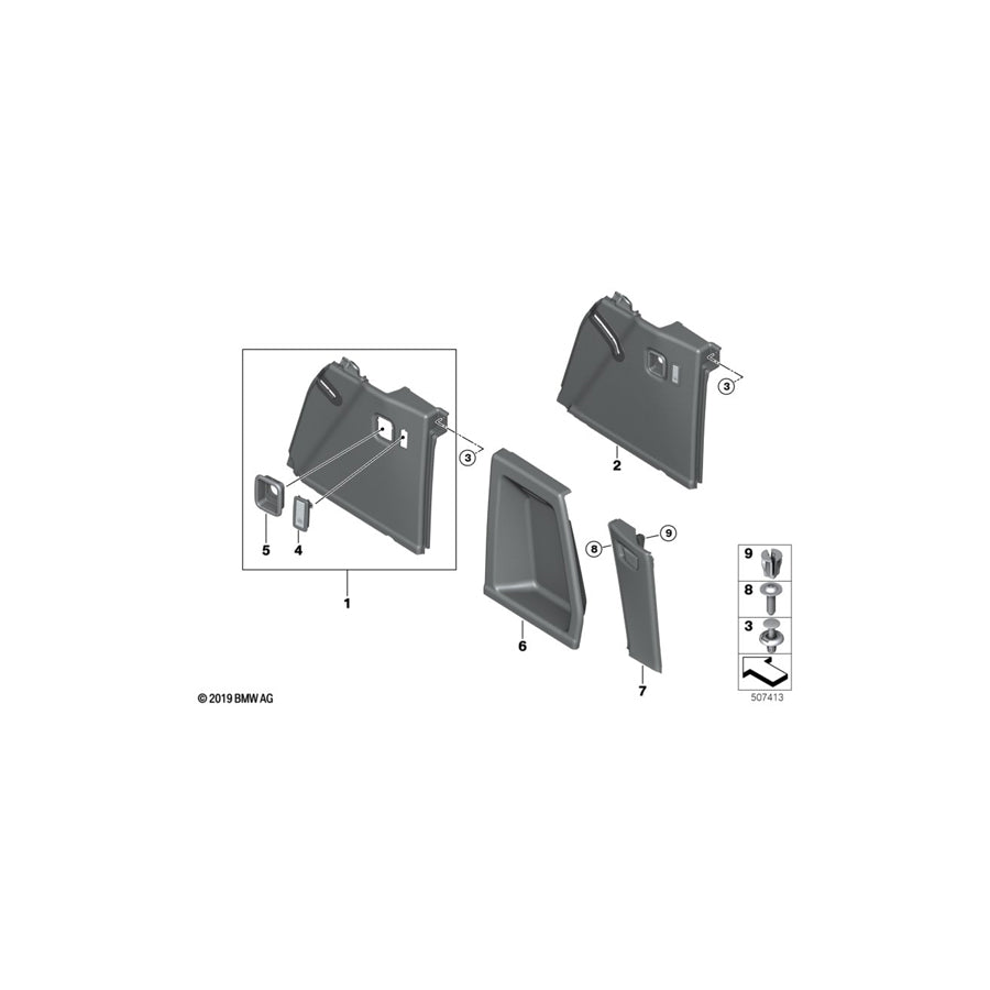 Genuine BMW 51476998054 G01 Right Trunk Trim PHEV SCHWARZ (Inc. X3 30eX) | ML Performance EU