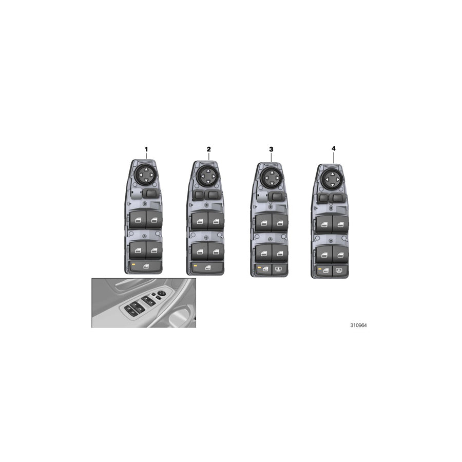 Genuine BMW 61319208109 F30 F10 F31 Window Lifter Switch, Driver's Side (Inc. X5 40eX, 316i & X3 35iX) | ML Performance EU