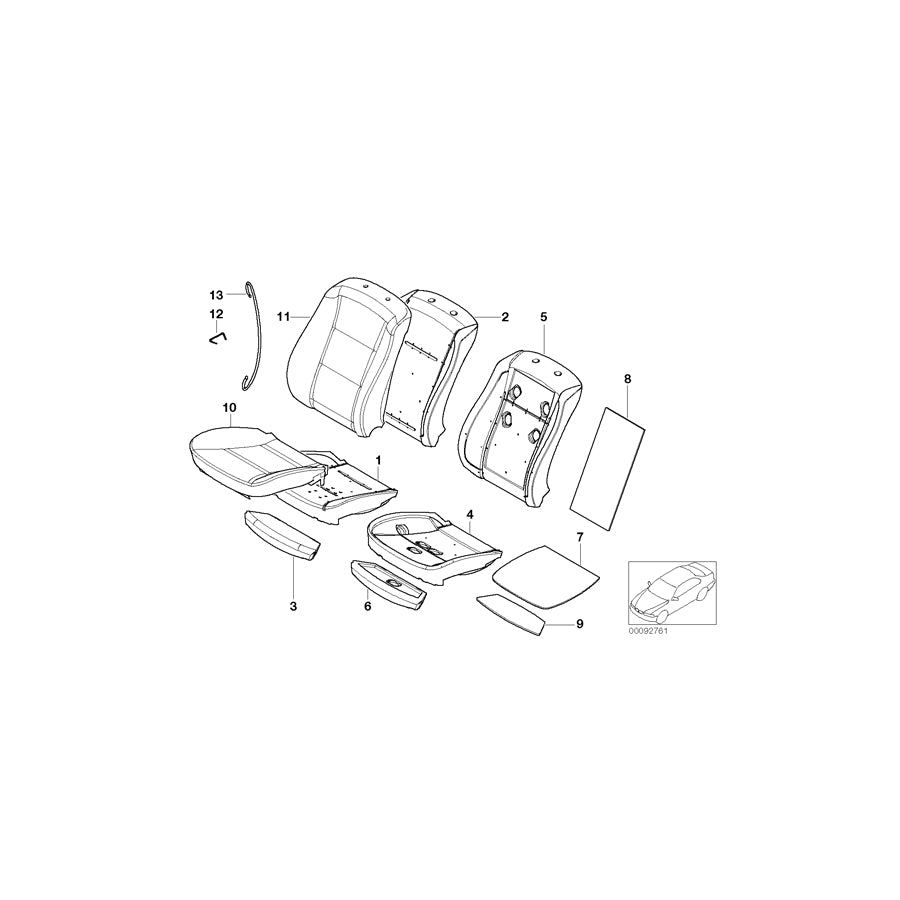 Genuine BMW 52109126377 E61 E60 Cover,Multifunct.Seat, Backrest, Leather NATURBRAUN (Inc. 530xd, 530i & 528i) | ML Performance EU Car Parts