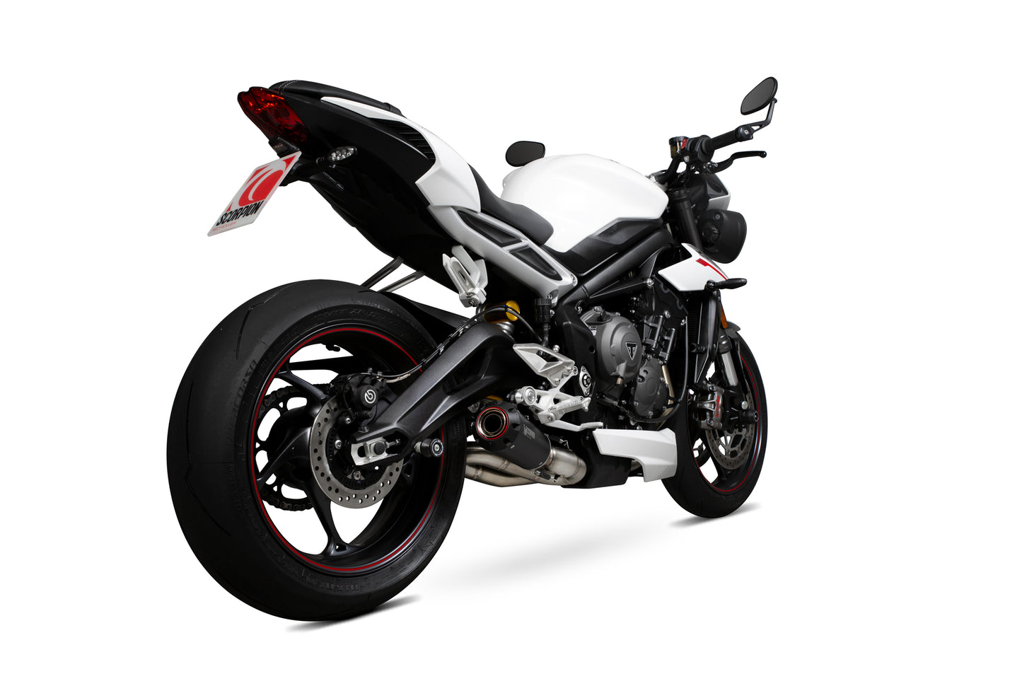 Scorpion PTR87BCER Triumph Street Triple 765 Red Power Slip-On - Black Ceramic Coated Sleeve | ML Performance EU EU