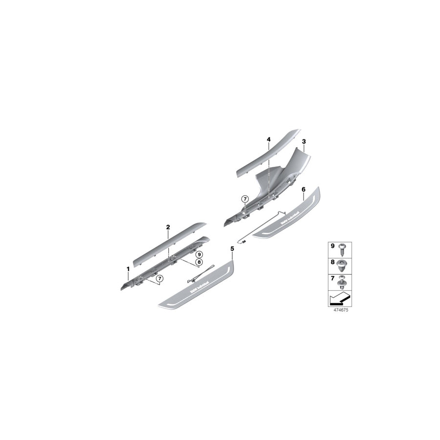 Genuine BMW 51477391756 G11 G12 Trim Cover For Door Sill, Lighted, Front (Inc. 740Le, 740e & 740LeX) | ML Performance EU