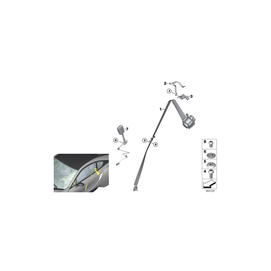 Genuine BMW 72117313160 I12 I12 Upper Belt, Front Right SCHWARZ (Inc. & i8) | ML Performance EU Car Parts