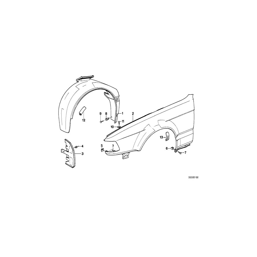 Genuine BMW 41351963538 E32 Side Panel, Front Right (Inc. 740i, 735iL & 735i) | ML Performance EU Car Parts