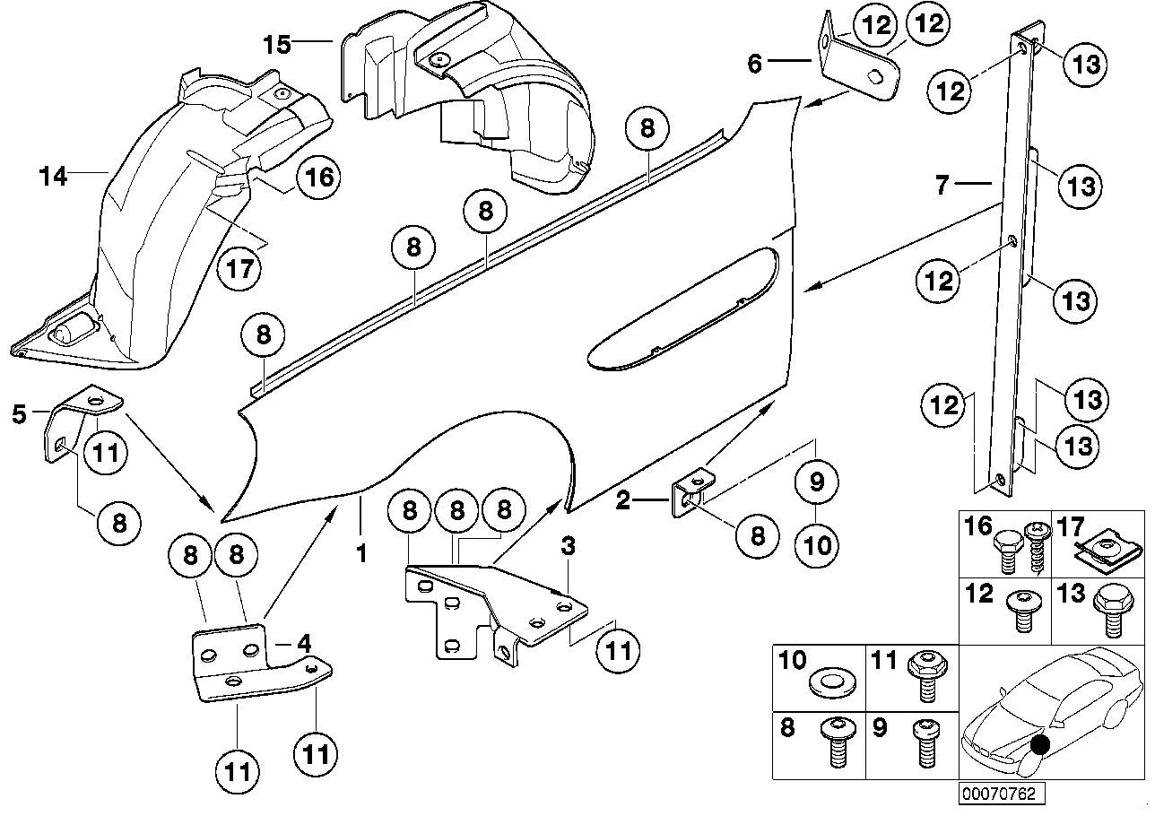 Genuine BMW 51718234135 E52 Cover, Wheell Housing, Front Left (Inc. Alpina V8 & Z8) | ML Performance EU EU Car Parts