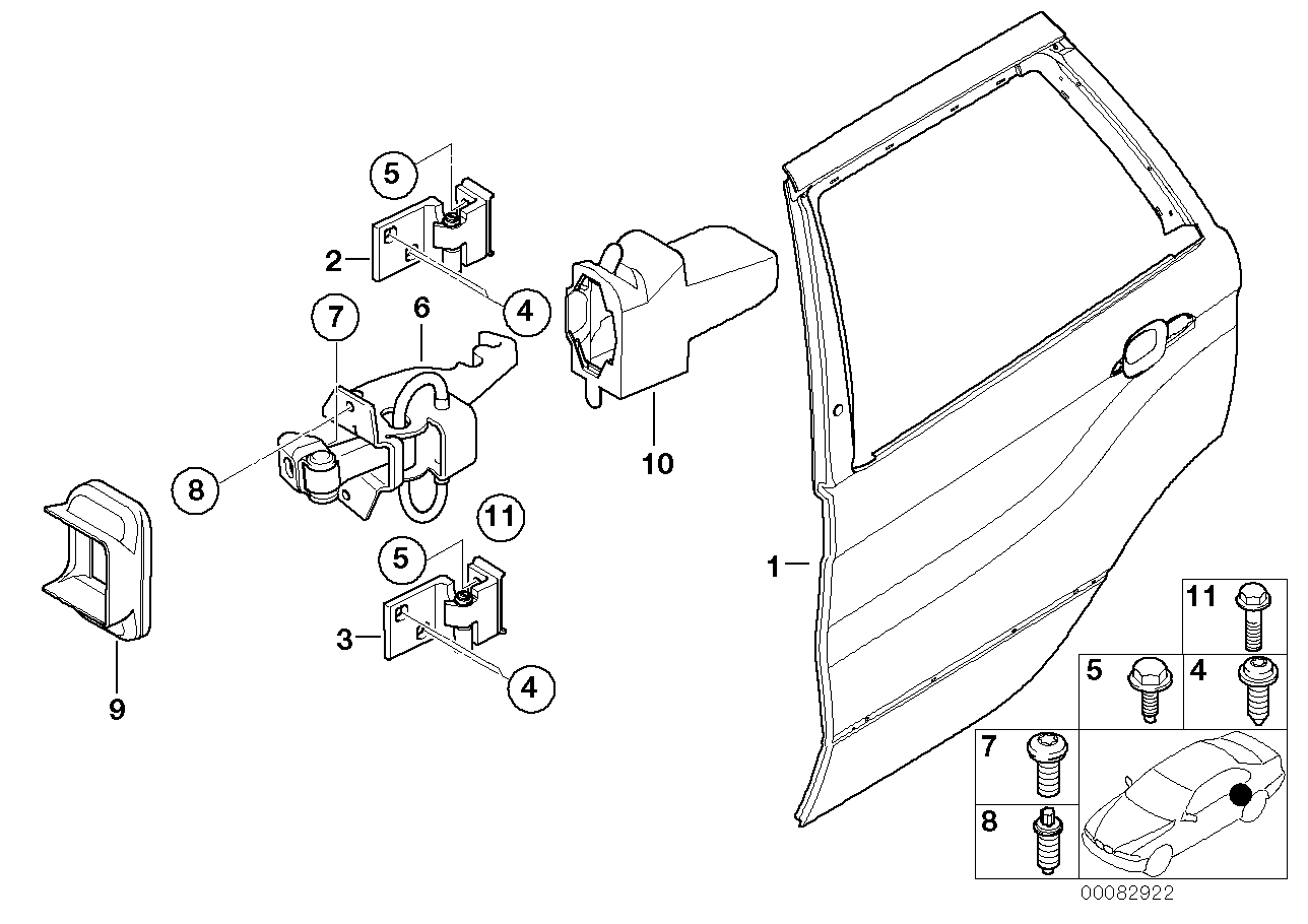 Genuine BMW 41528269839 E53 Left Upper Rear Door Hinge (Inc. X5) | ML Performance EU EU Car Parts