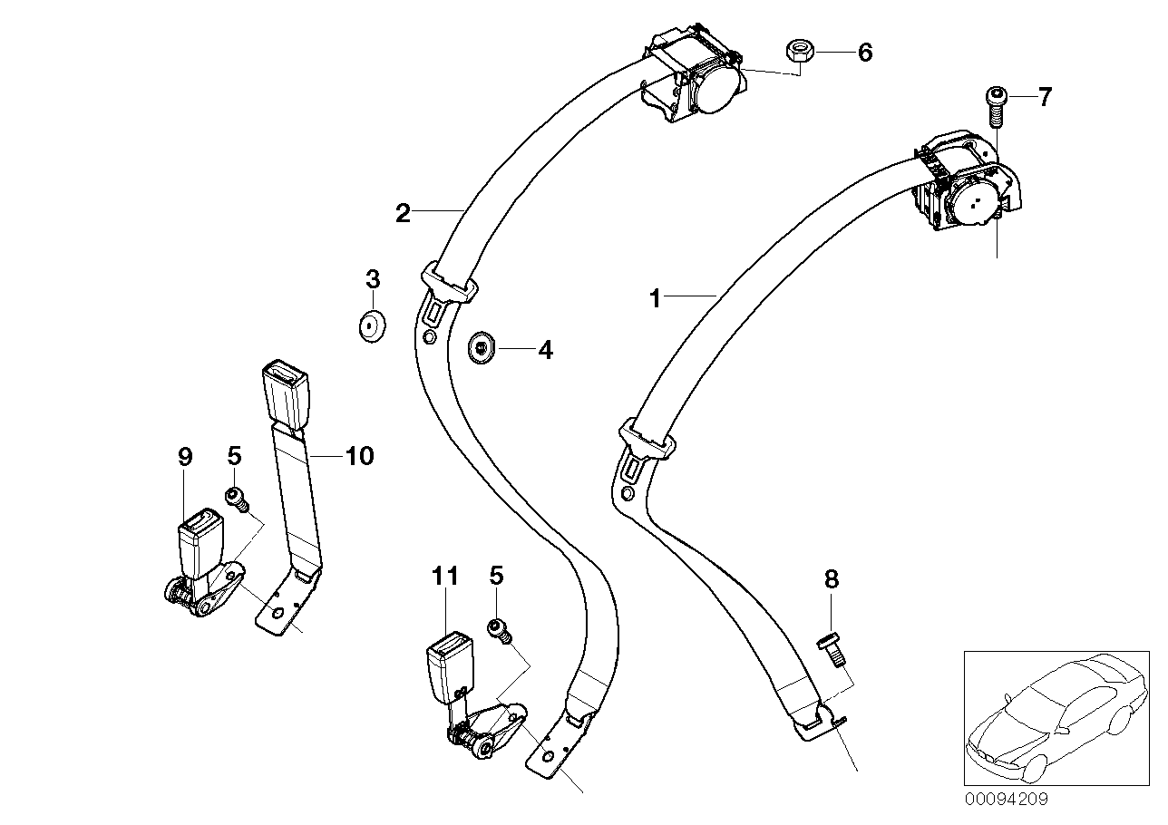 Genuine BMW 72118223323 E66 E65 E67 Lower Belt Rear Left (Inc. 730i, 740Li & 730d) | ML Performance EU EU Car Parts