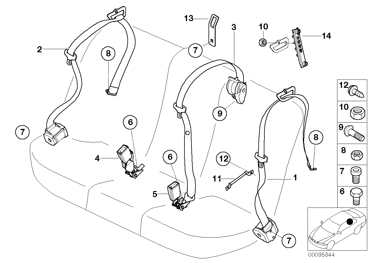 Genuine BMW 72118259021 E53 Rear Upper Belt With Child Protection SCHWARZ (Inc. X5) | ML Performance EU EU Car Parts