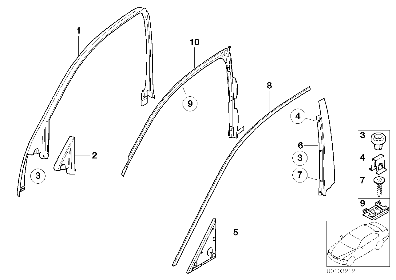 Genuine BMW 51338223834 E65 E66 Finisher Window Frame B-Pillar Fr Door (Inc. 730Ld, 750Li & 735Li) | ML Performance EU EU Car Parts