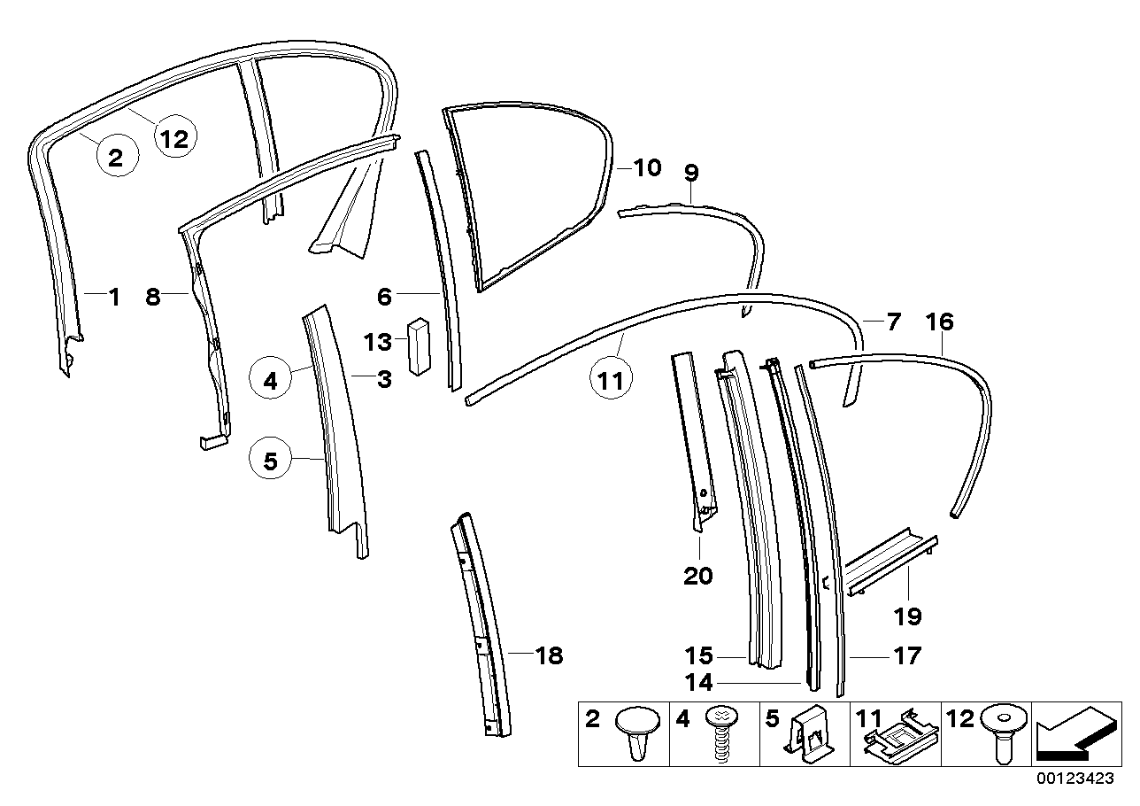Genuine BMW 51358022211 E66 E67 Finisher Window Frame Top Rl Door GLANZSCHWARZ (Inc. 745LiS, 760LiS & 760Li) | ML Performance EU EU Car Parts