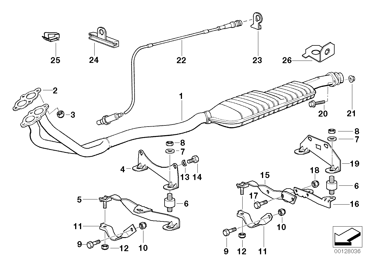Genuine BMW 18101723750 E36 Front Muffler (Inc. 318i, 316i 1.6 & 316g) | ML Performance EU EU Car Parts