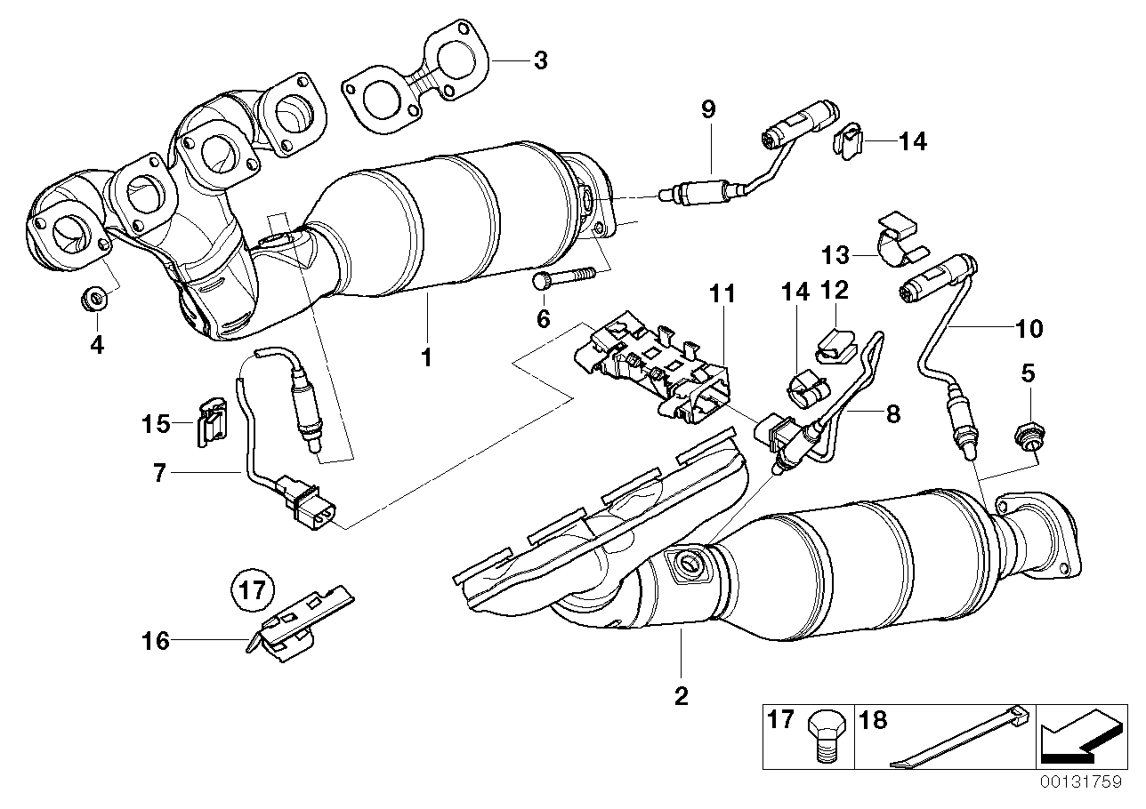Genuine BMW 11787512983 E63 E61 E64 Lambda Probe, Grey L= 550mm (Inc. 545i & 645Ci) | ML Performance EU EU Car Parts