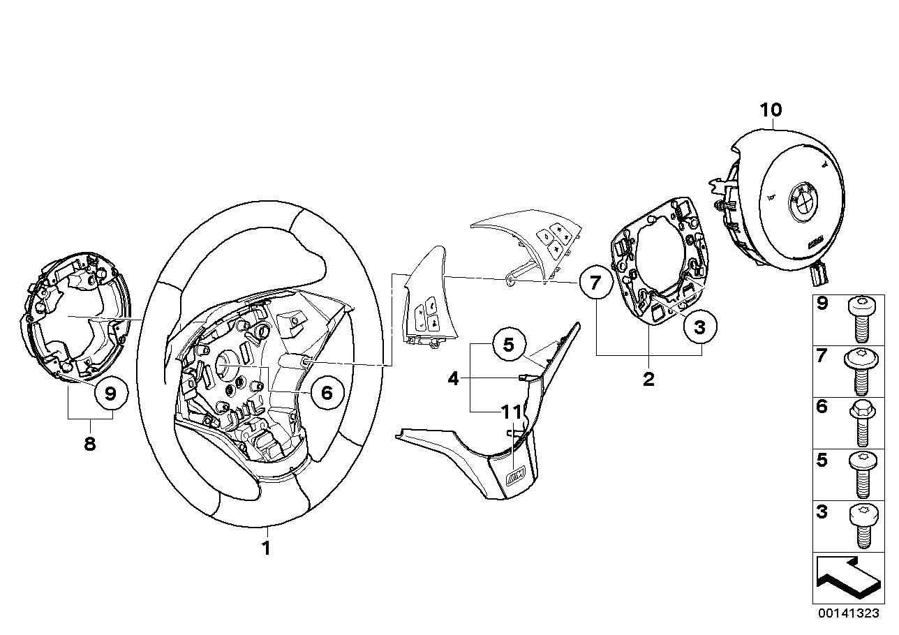 Genuine BMW 32342283935 E60 E61 E63 M Sports Steer.-Wheel,Airb.,Leath.,Smg SCHWARZ (Inc. M5 & M6)
