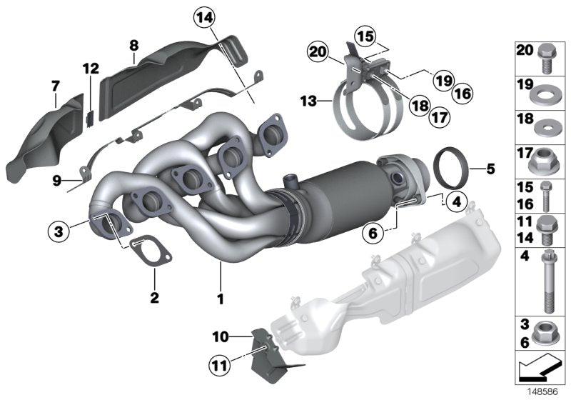 Genuine BMW 18407834672 E60 E61 E64 Bracket, Exhaust Manifold ZYL. 6-10 (Inc. M5 & M6) | ML Performance EU EU Car Parts