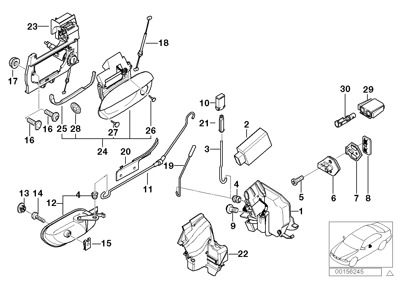 Genuine BMW 51218186349 E39 Front Left Door Handle Bowden Cable (Inc. 525tds, 520i & 528i) | ML Performance EU EU Car Parts