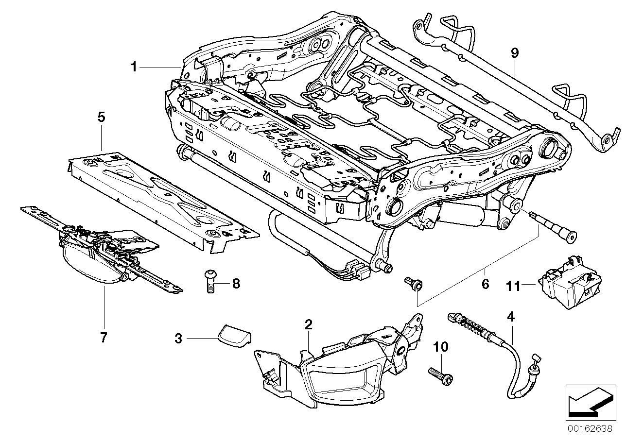 Genuine BMW 52109155008 E60 E61 Seat Frame, Manual Right (Inc. 530xd, 525xd & 550i) | ML Performance EU EU Car Parts