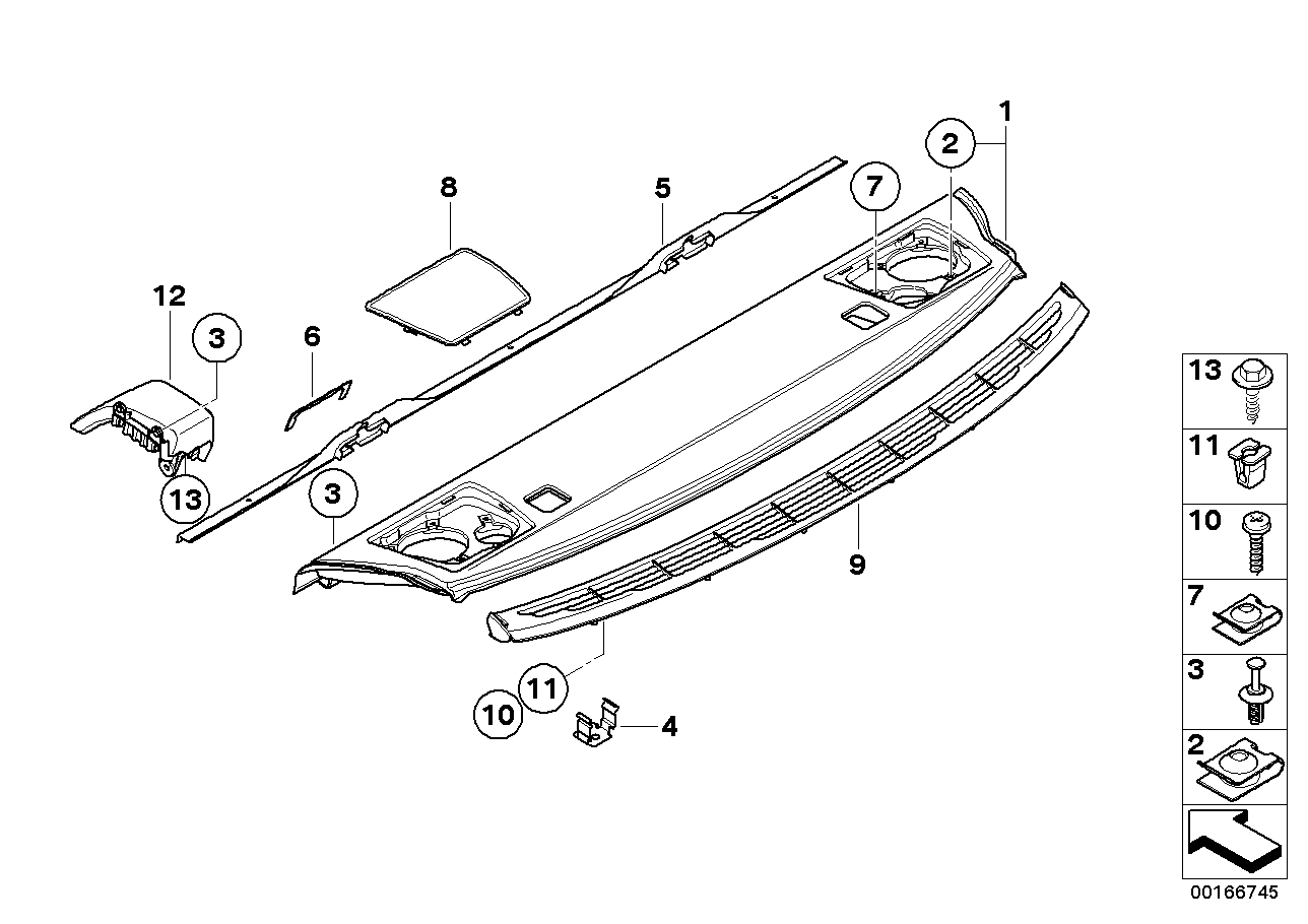 Genuine BMW 51462996331 E82 Ventilation Grille, Rear Window Shelf ALASKAGRAU (Inc. 128i, 118d & 125i) | ML Performance EU EU Car Parts