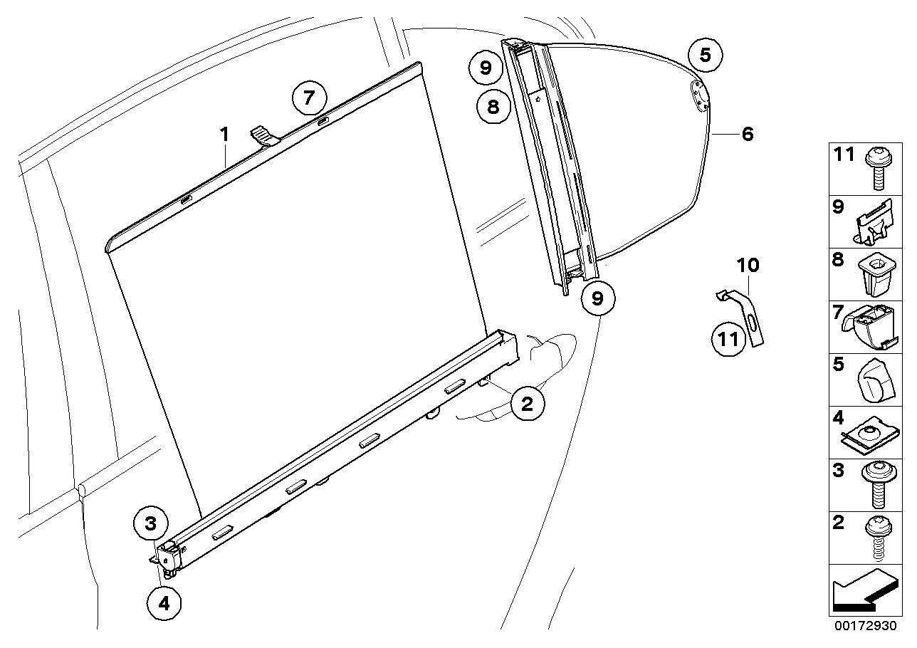Genuine BMW 51359122635 E60 Roller Sun Screen,Triangular Window Left SCHWARZ (Inc. 523i, 530d & 530i) | ML Performance EU EU Car Parts