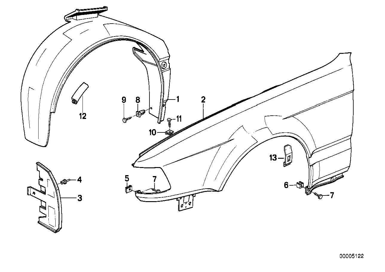 Genuine BMW 41211950694 E32 Fender Bracket ZN-3 (Inc. 740i, 735iL & 750iLS) | ML Performance EU EU Car Parts