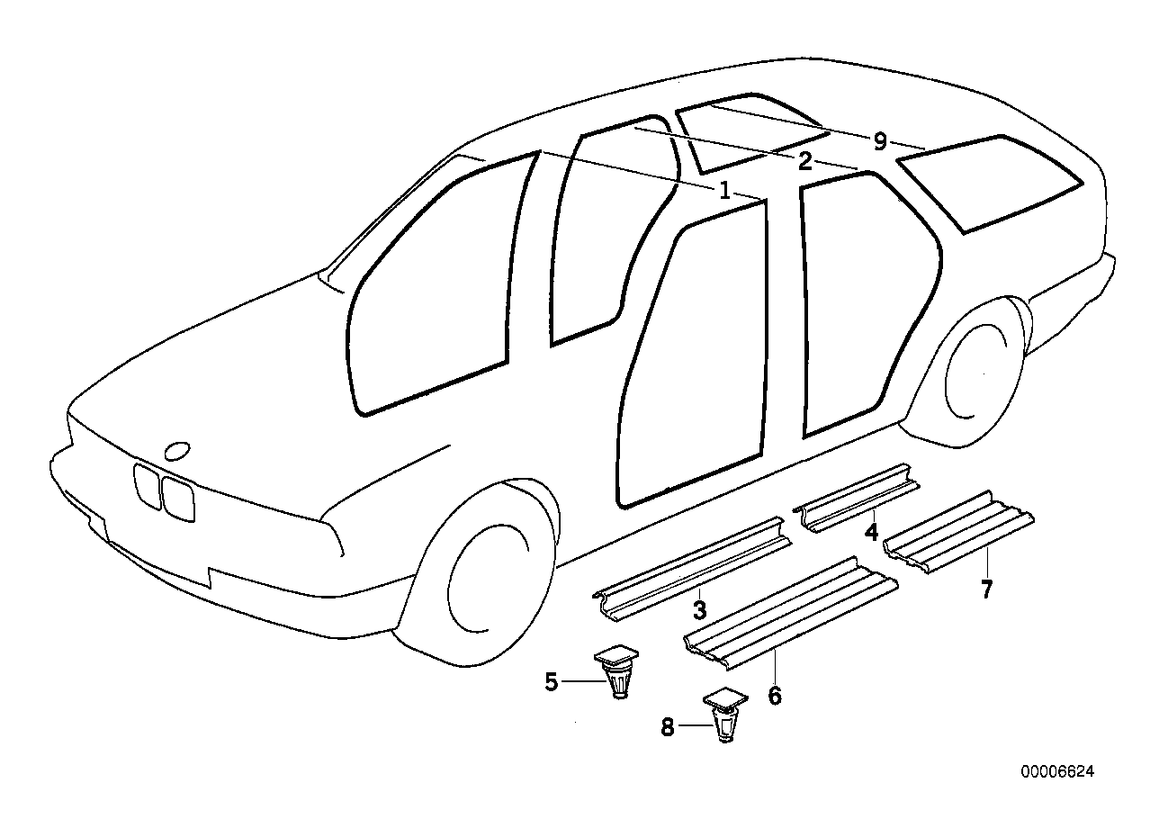 Genuine BMW 51478137318 E34 Sill Strip Rear Right SILBERGRAU (Inc. 525i, 520i & 535i) | ML Performance EU Car Parts