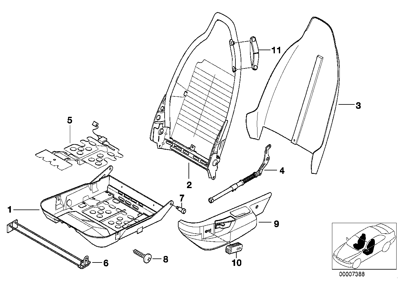Genuine BMW 52108411369 E36 Backrest Frame (Inc. Z3 2.8, Z3 1.9 & Z3 1.8) | ML Performance EU EU Car Parts