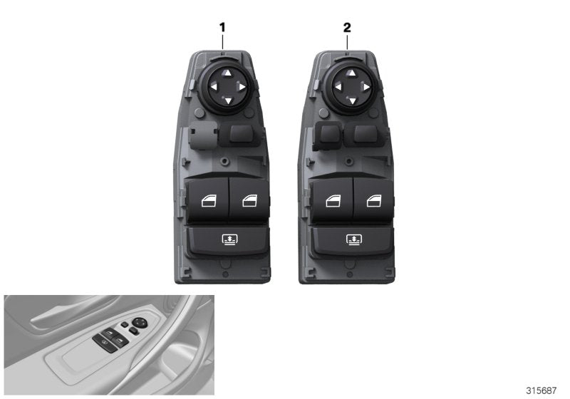 Genuine BMW 61319226266 Window Lifter Switch, Driver's Side (Inc. 430dX, 428i & 418i) | ML Performance EU EU Car Parts