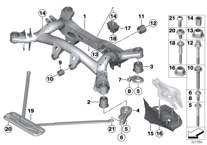 Genuine BMW 33316853442 Rear Axle Carrier (Inc. 328i, 320iX & 330iX) | ML Performance EU EU Car Parts