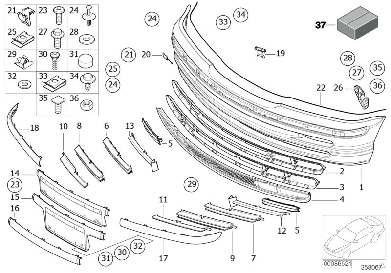Genuine BMW 51118192875 E46 Grid SCHWARZ MATT (Inc. 328i, 325xi & 320i) | ML Performance EU EU Car Parts