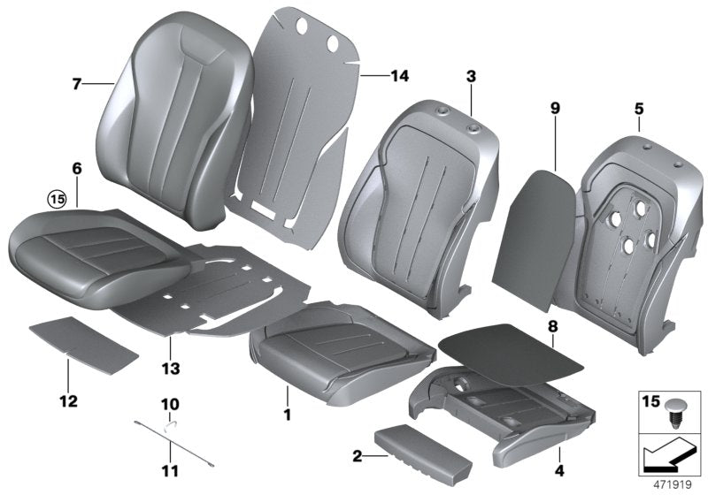 Genuine BMW 52107352255 F15 Cover For Comfort Backrest,Leather Left MOKKA (Inc. X5) | ML Performance EU EU Car Parts