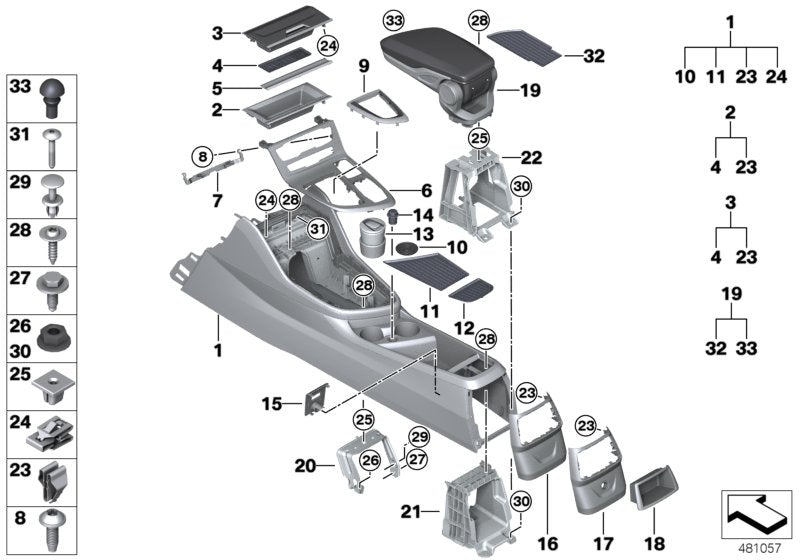 Genuine BMW 51169372524 F46 Center Console With Decor Clip OYSTER (Inc. 220i, 218dX & 216d) | ML Performance EU EU Car Parts
