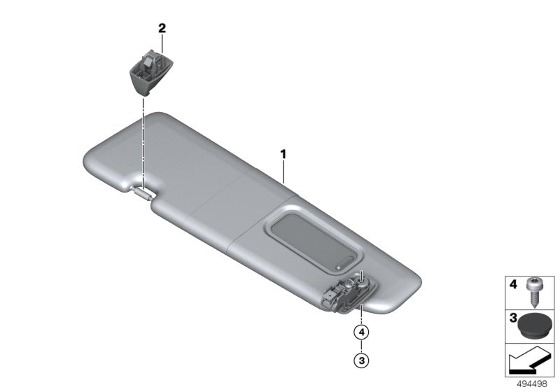 Genuine BMW 51167481764 F91 G14 Right Sun Visor SCHWARZ (Inc. 840iX, M850iX & M8) | ML Performance EU EU Car Parts