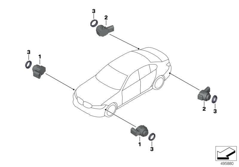 Genuine BMW 66209459569 G20 G21 Ultrasonic Sensor, Oxide Gray Ii Met. WC4A (Inc. 320iX, 330iX & 330e) | ML Performance EU EU Car Parts