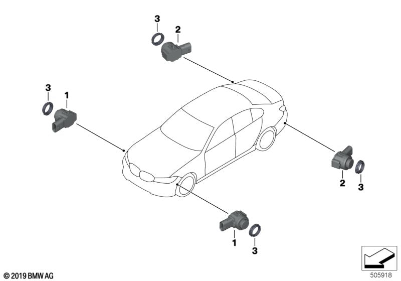 Genuine BMW 66209472200 F40 F44 G11 Ultrasonic Sensor, Glacier Silver WA83 (Inc. 220d, 730LdX & 745e) | ML Performance EU EU Car Parts