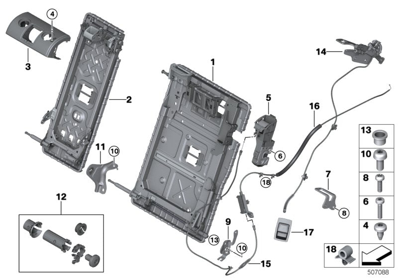 Genuine BMW 52207473929 G02 G01 Frame, Backrest Left (Inc. X3) | ML Performance EU EU Car Parts