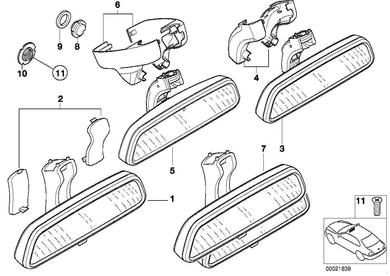 Genuine BMW 51168174088 E38 Interior-Mirror, Manual (Inc. 740d, 728iL & 725tds) | ML Performance EU EU Car Parts