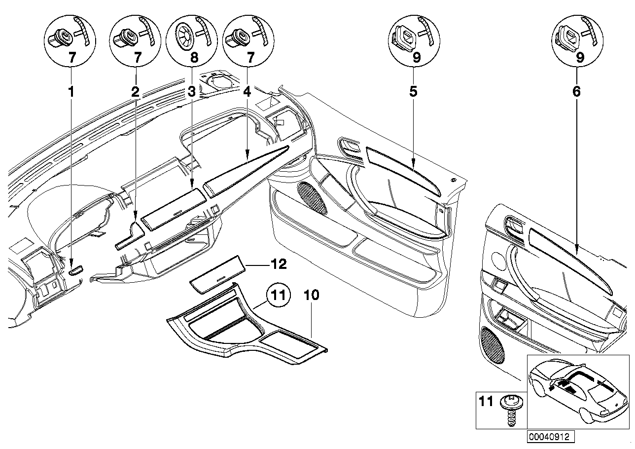 Genuine BMW 51457124632 E53 Decorative Strip, Dashboard Center GRAPHIT MET. (Inc. X5) | ML Performance EU EU Car Parts