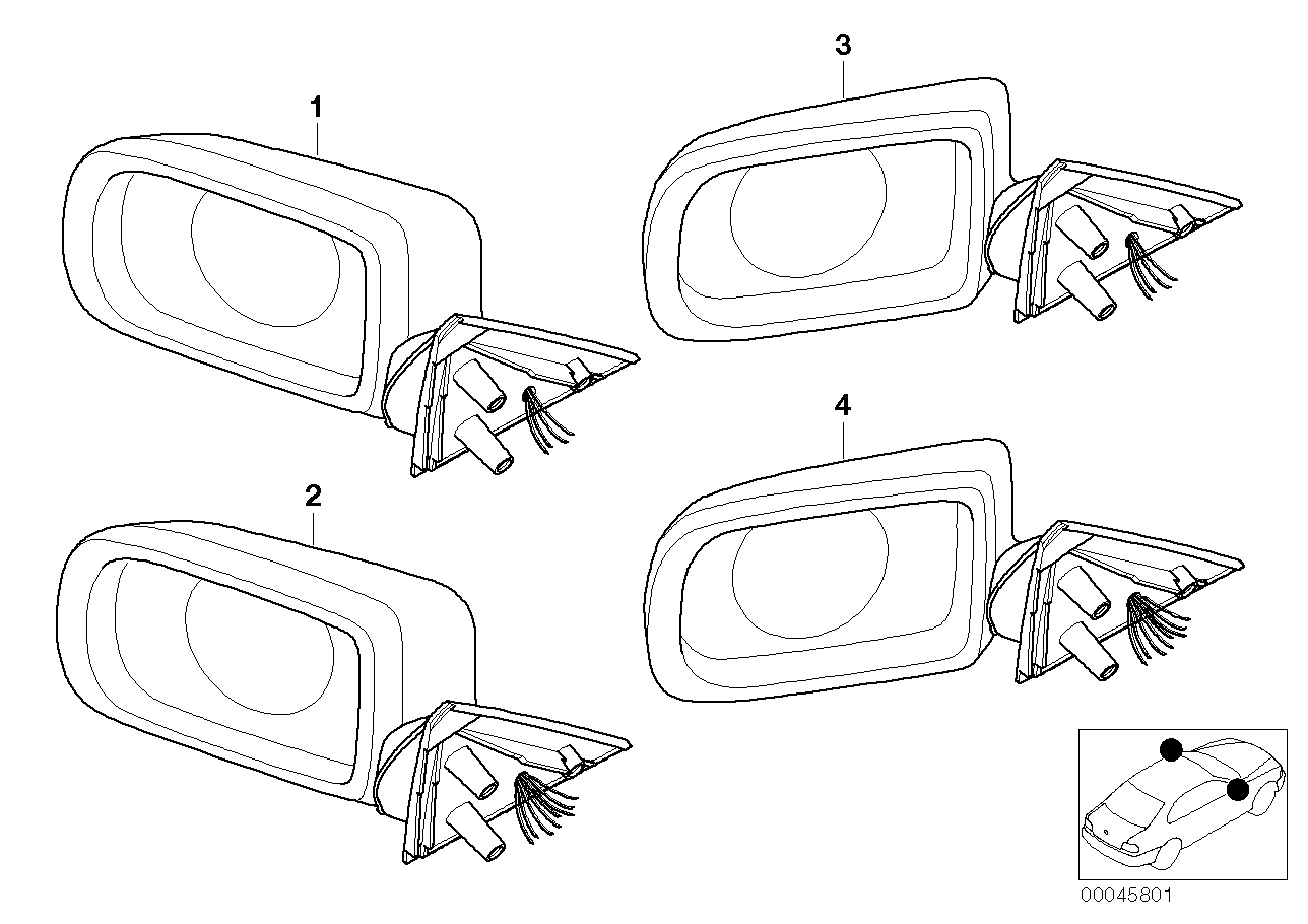 Genuine BMW 51168266452 E38 Outside Mirror W/Out Glass Heated Right (Inc. 740iL, 740i & 740iLP) | ML Performance EU EU Car Parts