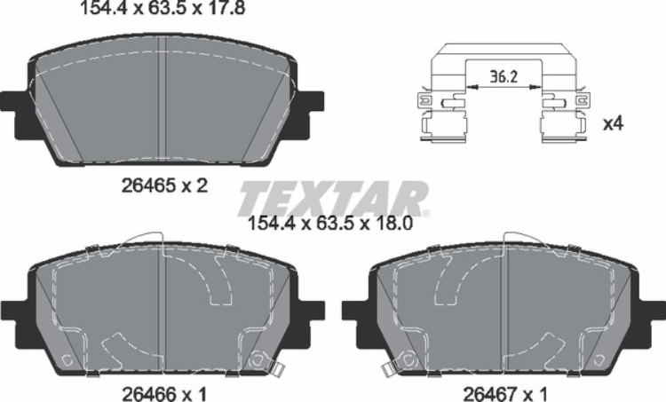 TEXTAR 2646501 GENESIS; HYUNDAI; KIA, Brake Pad Set - 2147601