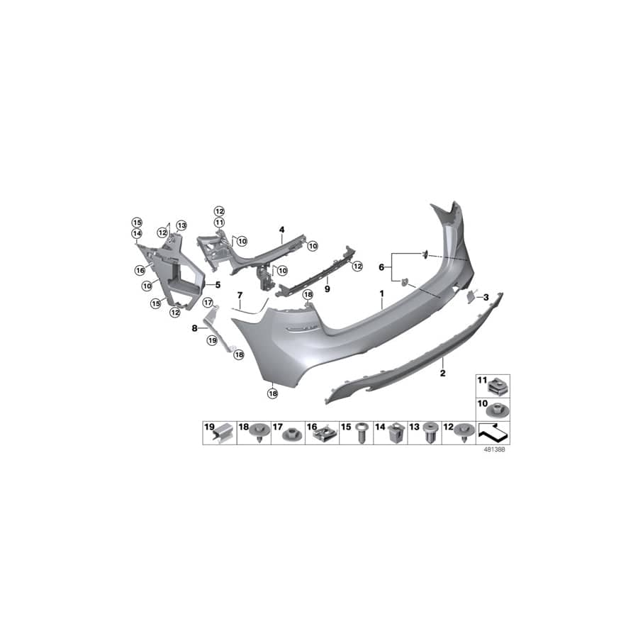 Genuine BMW 51128057910 F45 Guide For Bumper, Side, Right - M - (Inc. 218dX, 216d & 225i) | ML Performance EU Car Parts