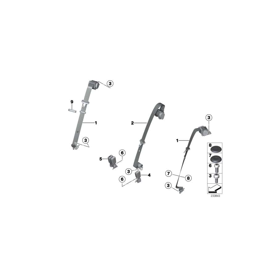 Genuine BMW 72117255924 F25 F26 Lower Strap Right Rear And Center SCHWARZ (Inc. X3) | ML Performance EU Car Parts