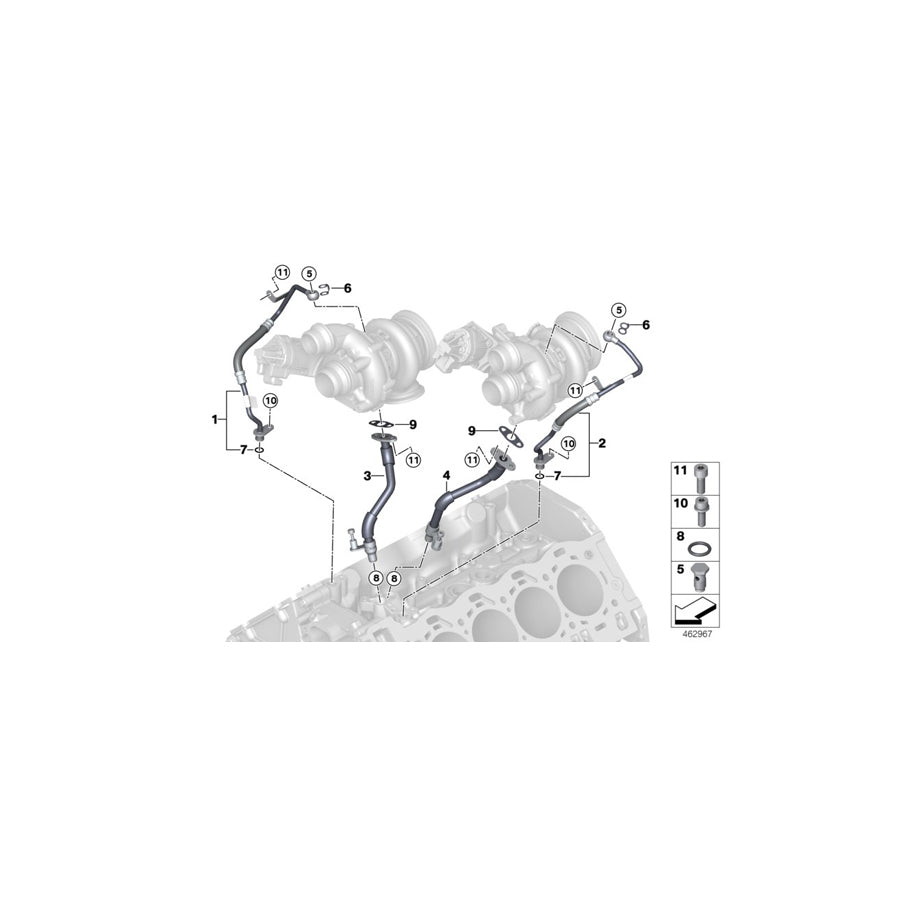Genuine BMW 11428089005 F92 F93 F90 Exhaust Turbocharger Oil Return Line CYL. 5-8 (Inc. M5 & M8) | ML Performance EU Car Parts