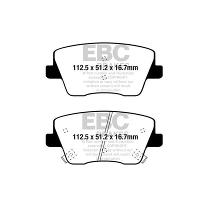EBC PD03KR1001 Hyundai i-30 N Yellowstuff Rear Brake Pad & Plain Disc Kit 2 | ML Performance EU Car Parts
