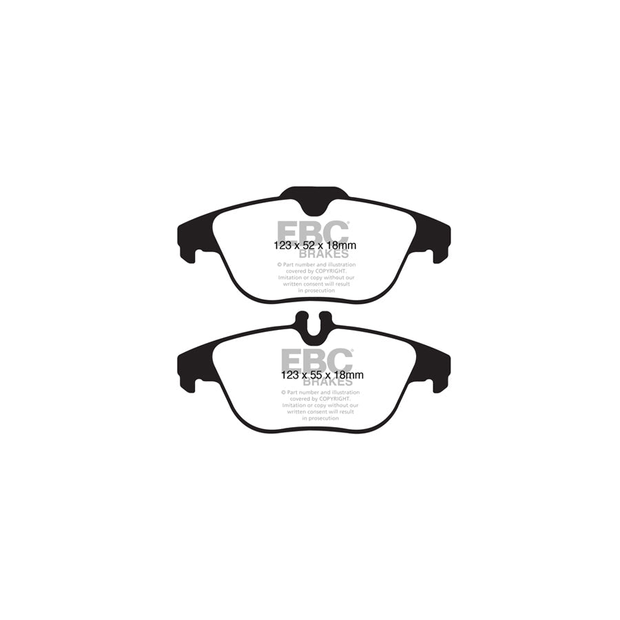 EBC PD02KR255 Mercedes-Benz W/S/C204 A/C207 Redstuff Rear Brake Pad & Plain Disc Kit 2 | ML Performance EU Car Parts
