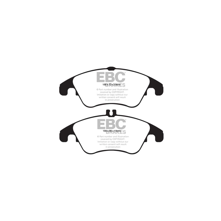 EBC PD03KF1631 Mercedes-Benz A/C207 Yellowstuff Front Brake Pad & Plain Disc Kit 2 | ML Performance EU Car Parts