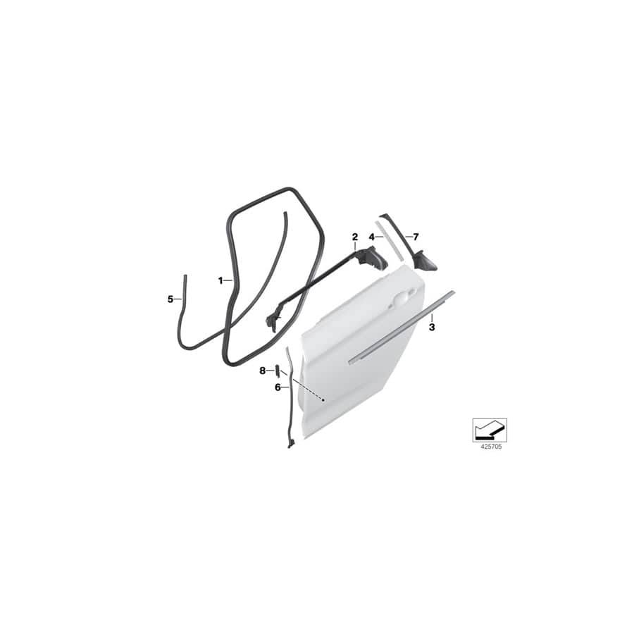 Genuine BMW 51767310233 F36 Weatherstripping, Door, Rear (Inc. 428iX, 440i & 420dX) | ML Performance EU Car Parts